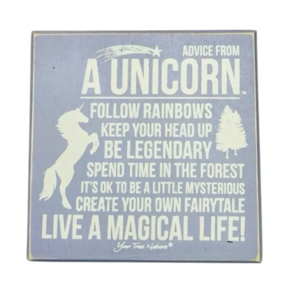 Primitives by Kathy Unicorn Wooden Box Sign 6x6 Inspirational Decor